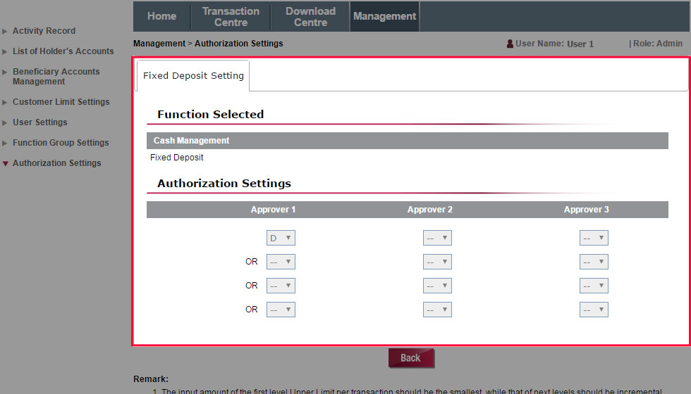 After selecting the instruction types, you can view the current authorization settings for the selected instructions.