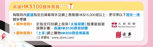 高達HK$100額外獎賞