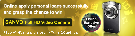 Online apply personal loan successfully and grasp the chance to win　SANYO Full HD Video Camera