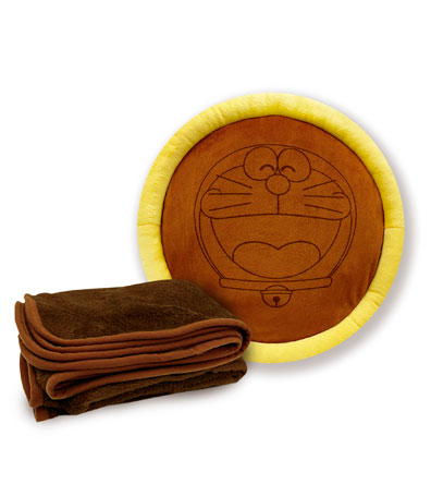 Doraemon Dorayaki-shaped Cushion with Blanket