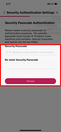 Screen of Security Authentication Activation
