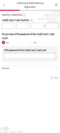 Register using Credit Card / Cash Card - with ATM Password