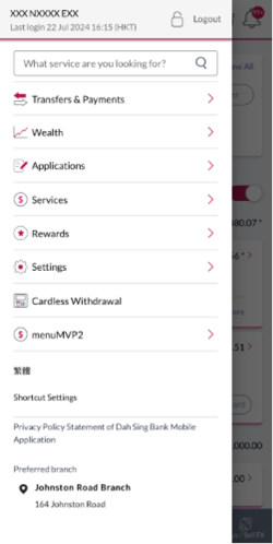 Select transfers & payments.