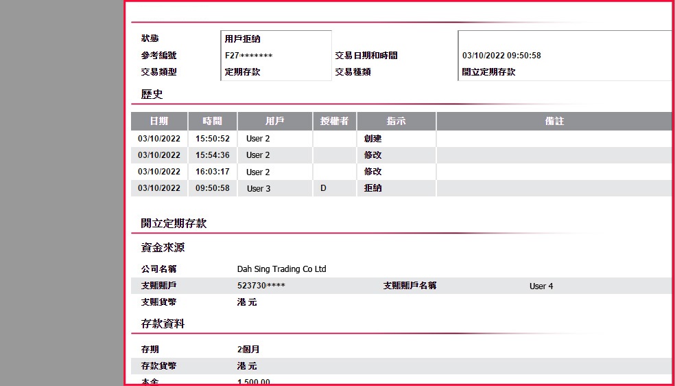 成功完成授權,交易指示將被處理