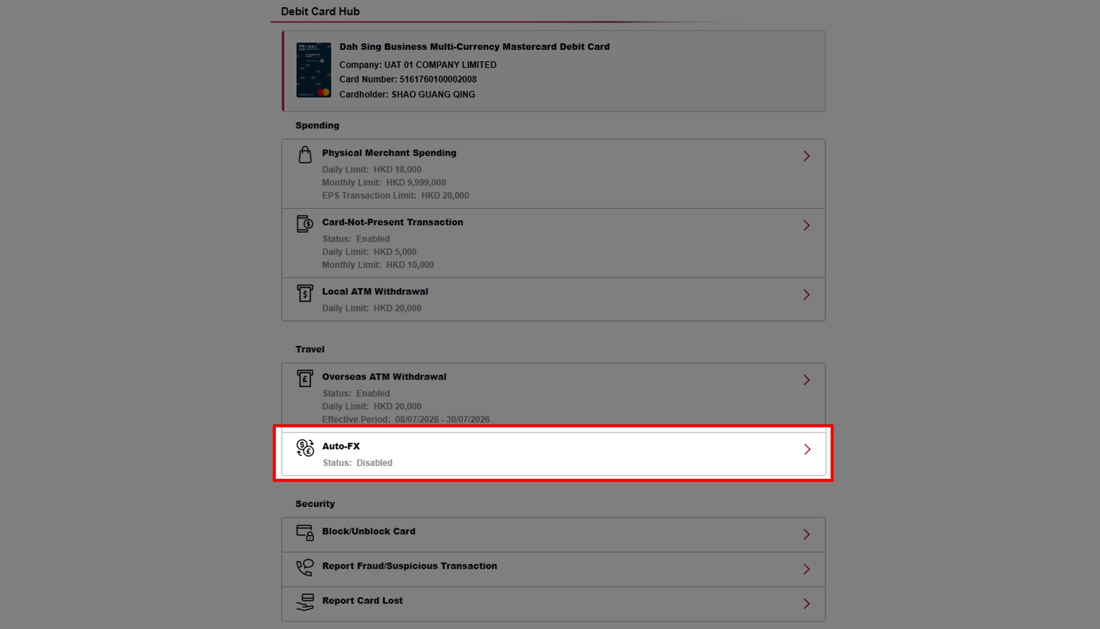 Enable Debit Card Auto-FX