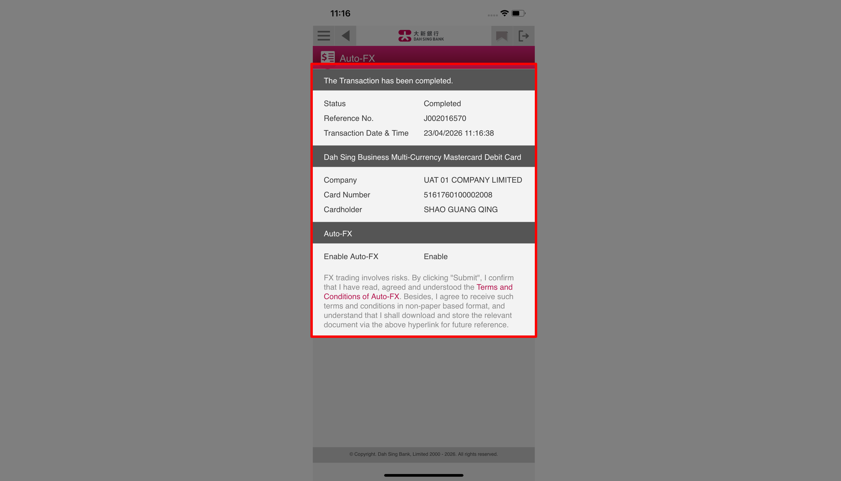Enable Debit Card Auto-FX