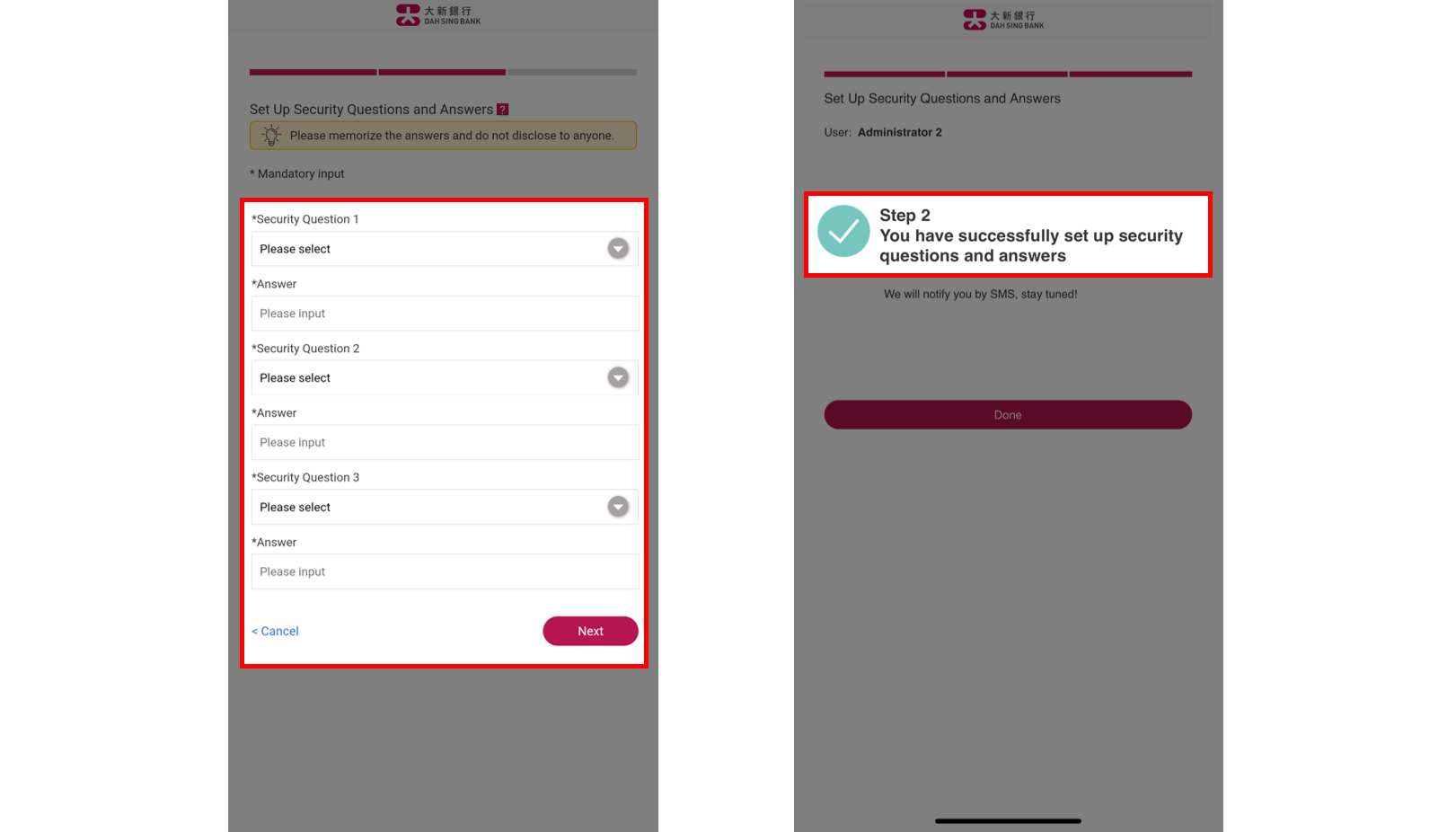 Set Up Security Questions and Answers