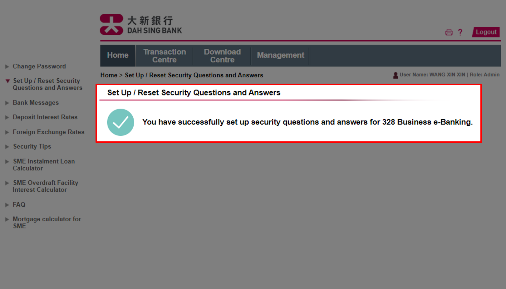 Set Up / Reset Security Questions and Answers
