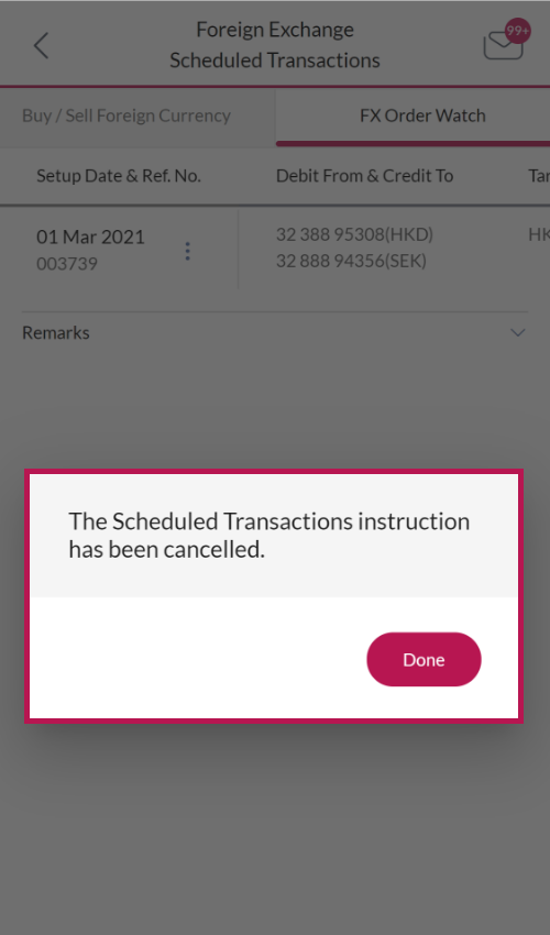 The instruction has been cancelled.